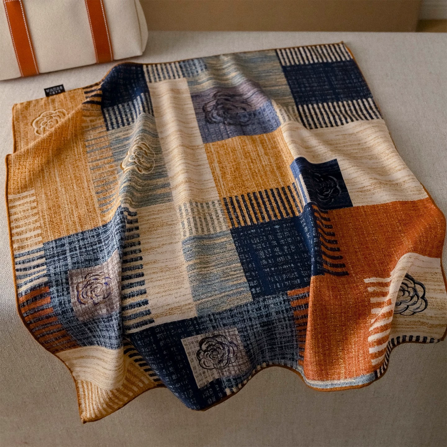 Silk Wool Paisley Square Scarf 65cm view 4
