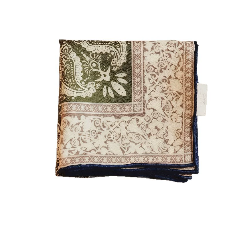 Silk Wool Paisley Square Scarf 65cm