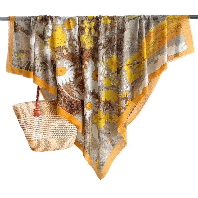 Cotton Linen Printed Wrap Shawl view 5