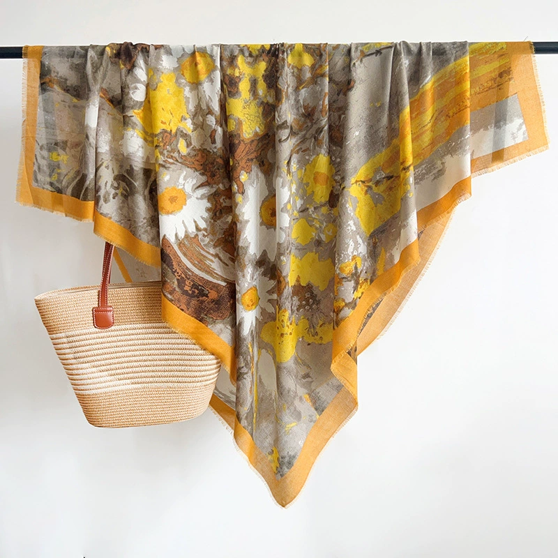 Cotton Linen Printed Wrap Shawl view 7