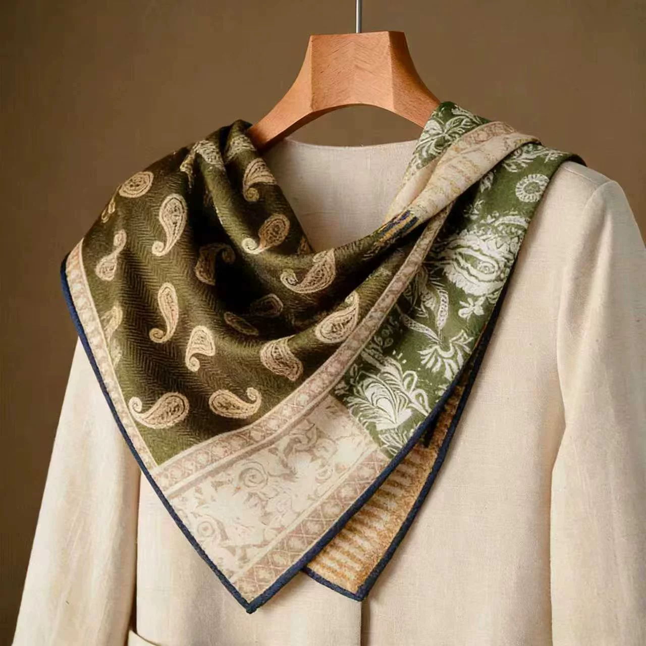 Silk Wool Camellia Square Scarf view 3