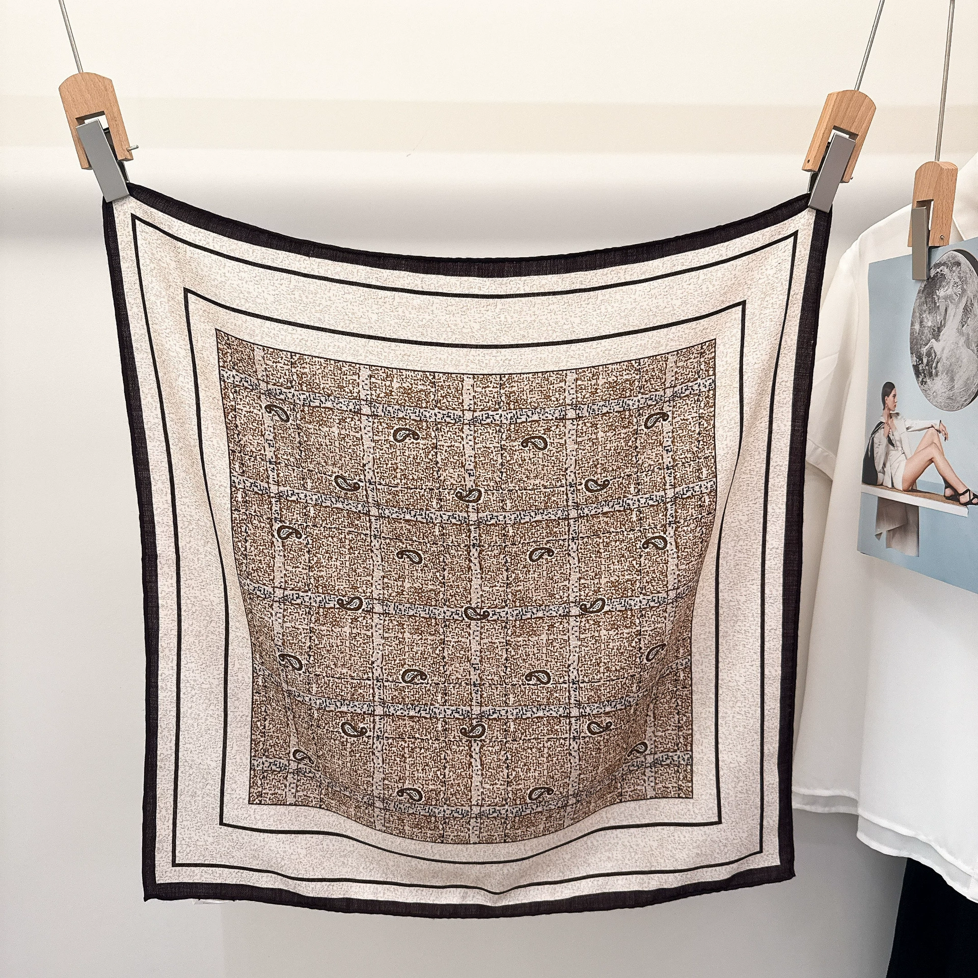 Silk Wool Camellia Square Scarf view 11