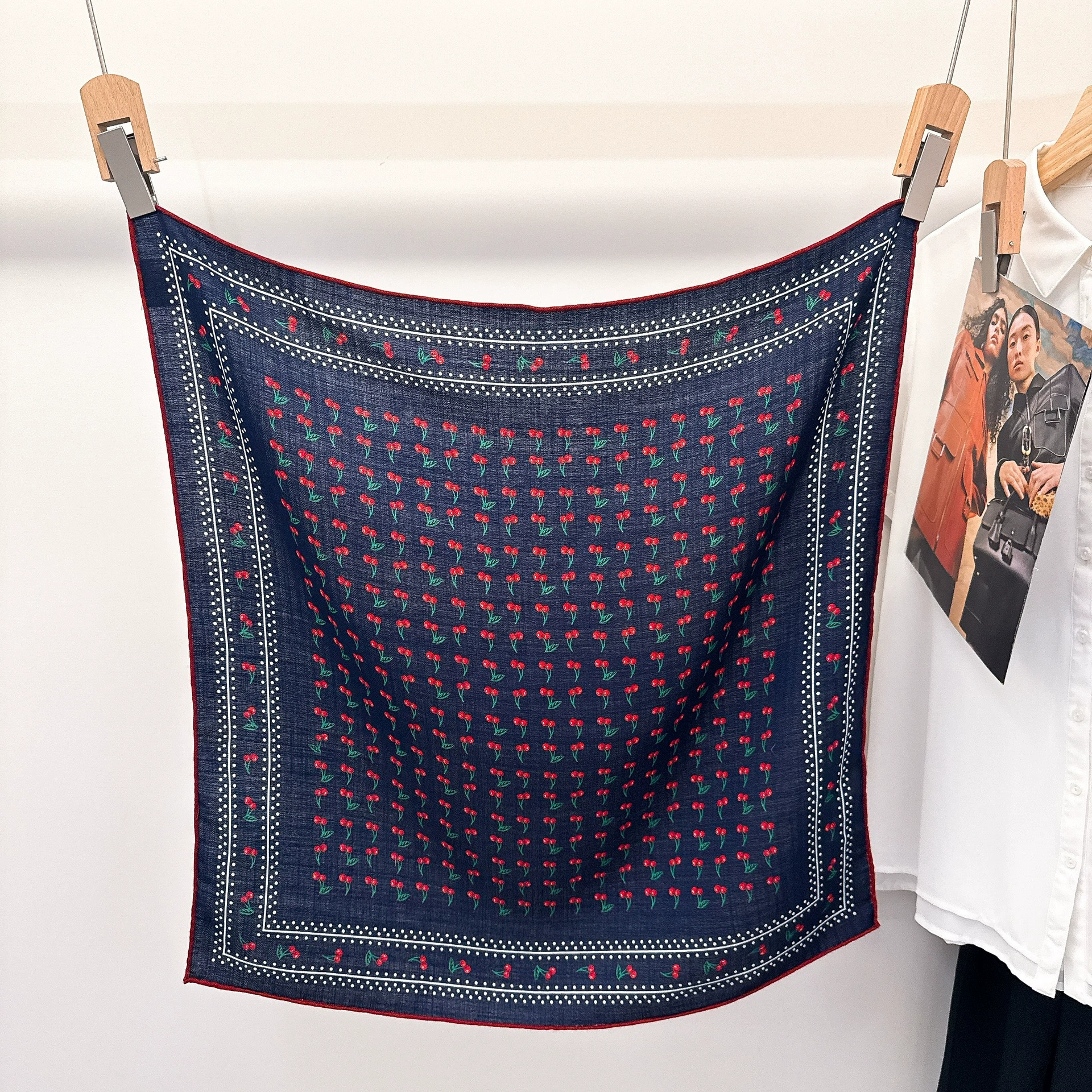 Silk Wool Camellia Square Scarf view 12