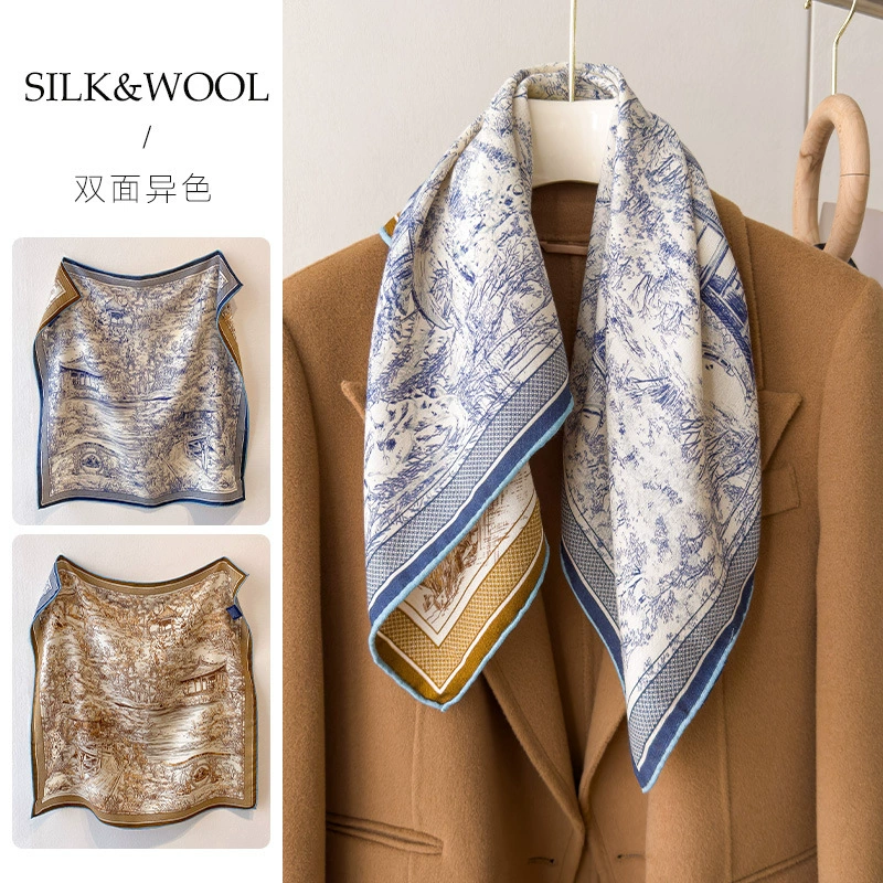 Silk Wool Small Square Scarf view 2