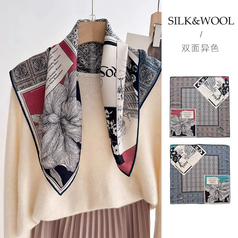 Silk Wool Small Square Scarf view 3