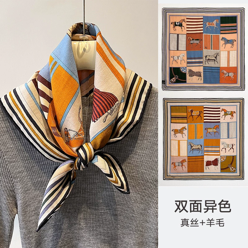 Silk Wool Small Square Scarf view 4