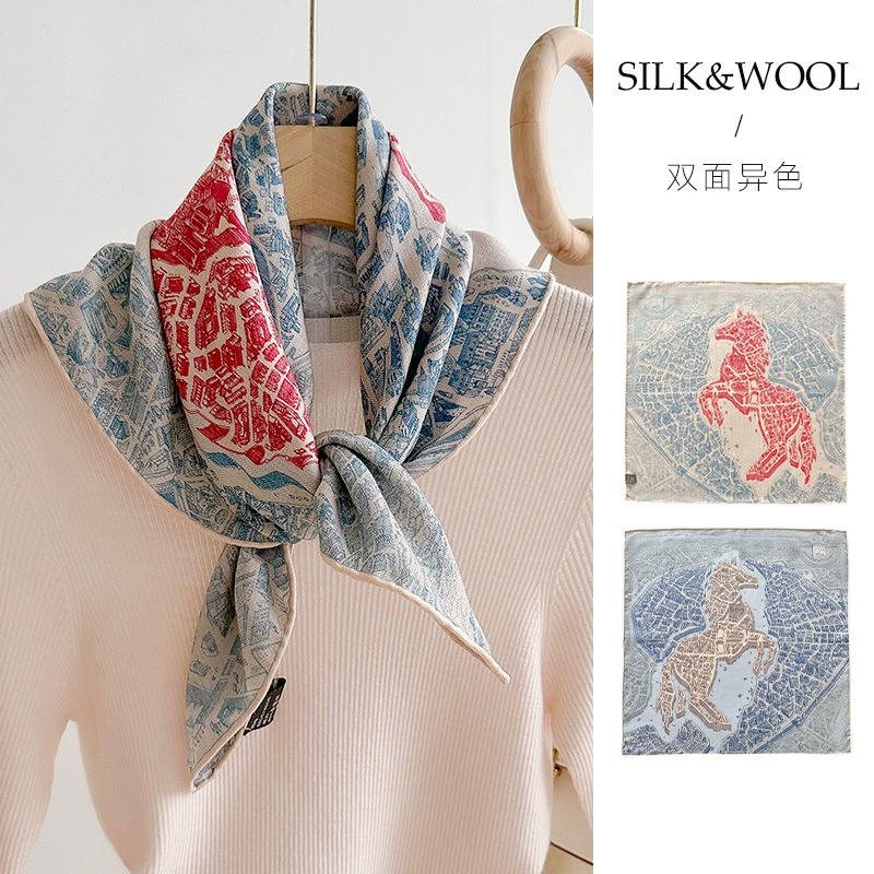 Silk Wool Small Square Scarf view 7