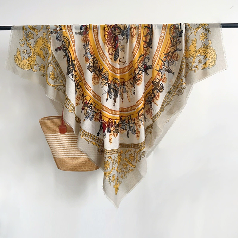 Fringe Trim Square Shawl