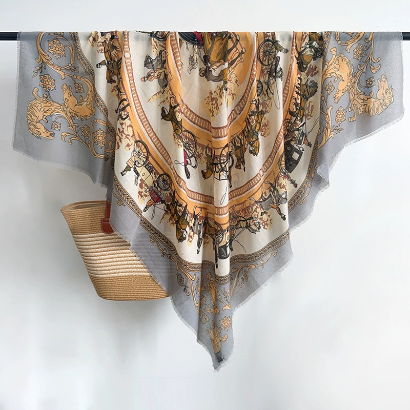 Fringe Trim Square Shawl view 2