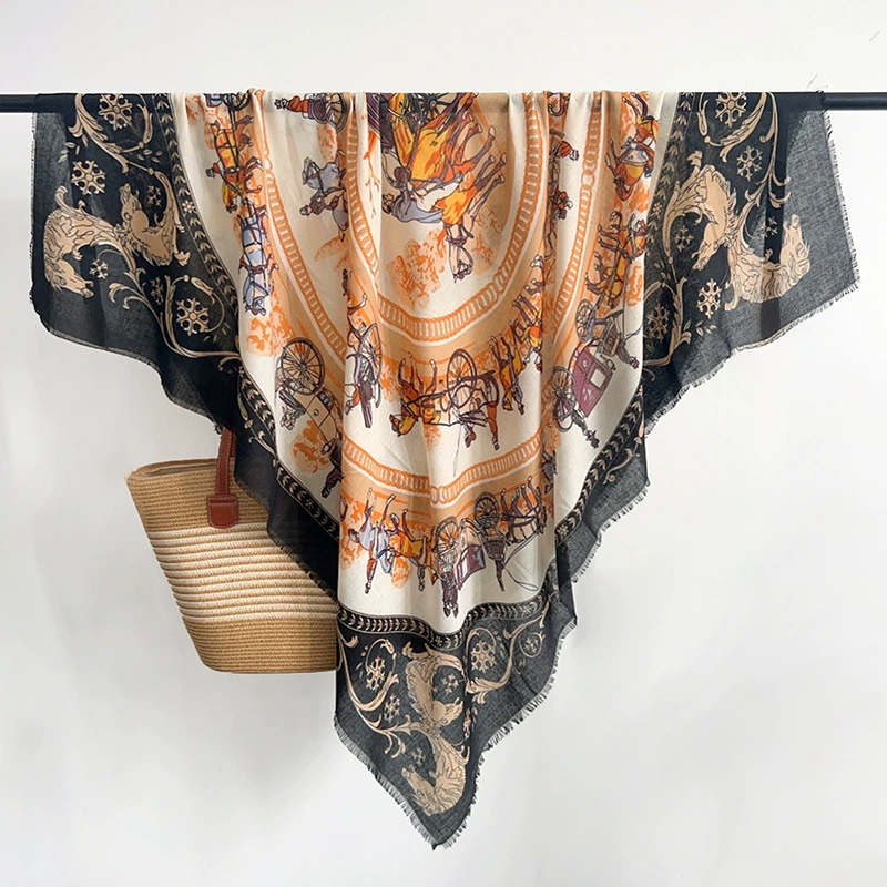Fringe Trim Square Shawl view 3
