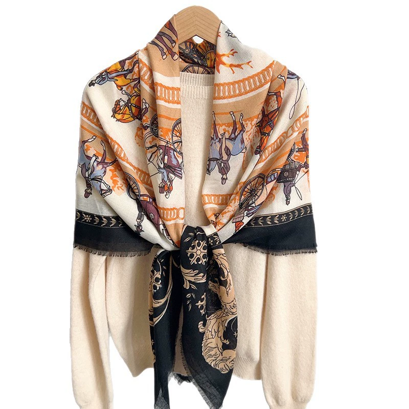 Fringe Trim Square Shawl view 5