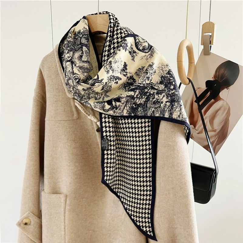 Silk Wool Plaid Twilly Scarf