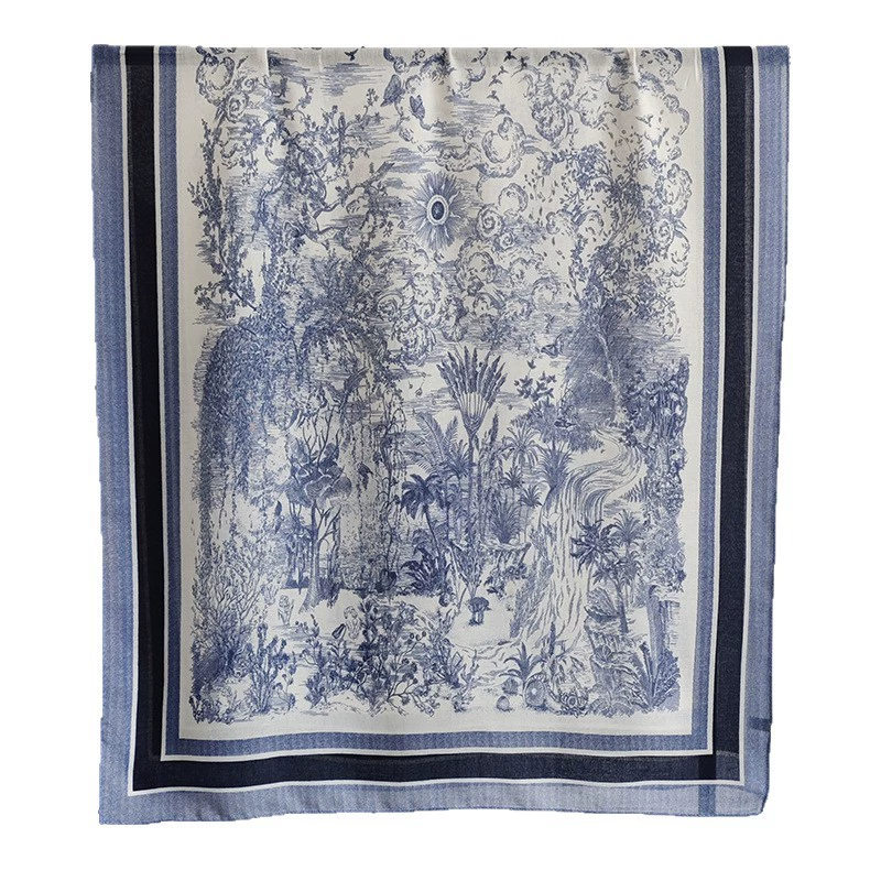 Blue Porcelain Print Shawl view 5