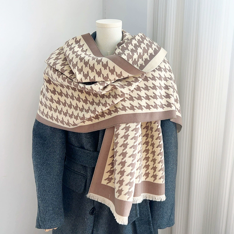 Black Houndstooth Knit Scarf view 3