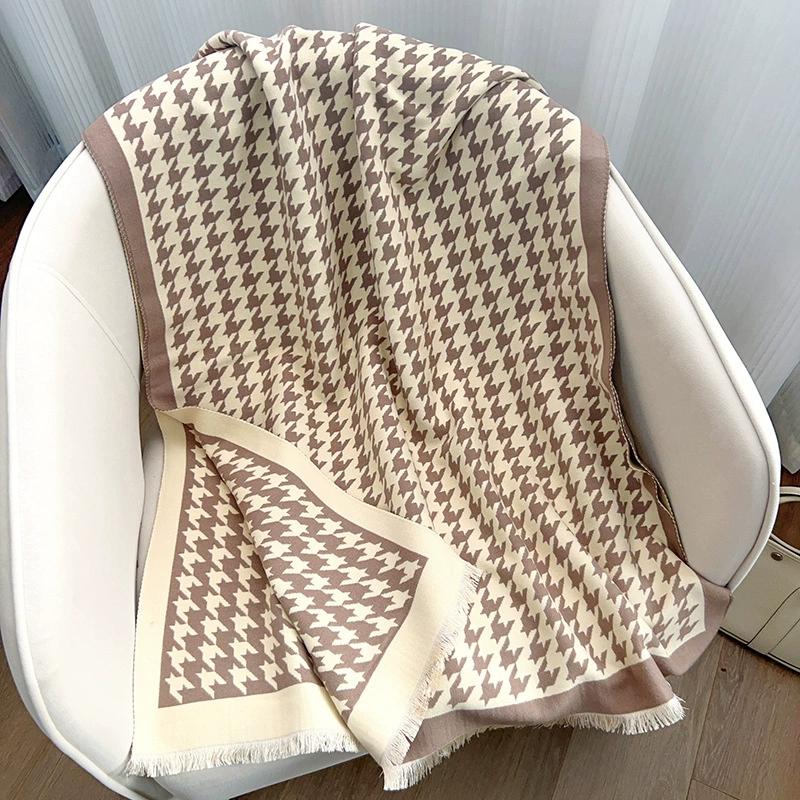 Black Houndstooth Knit Scarf view 4