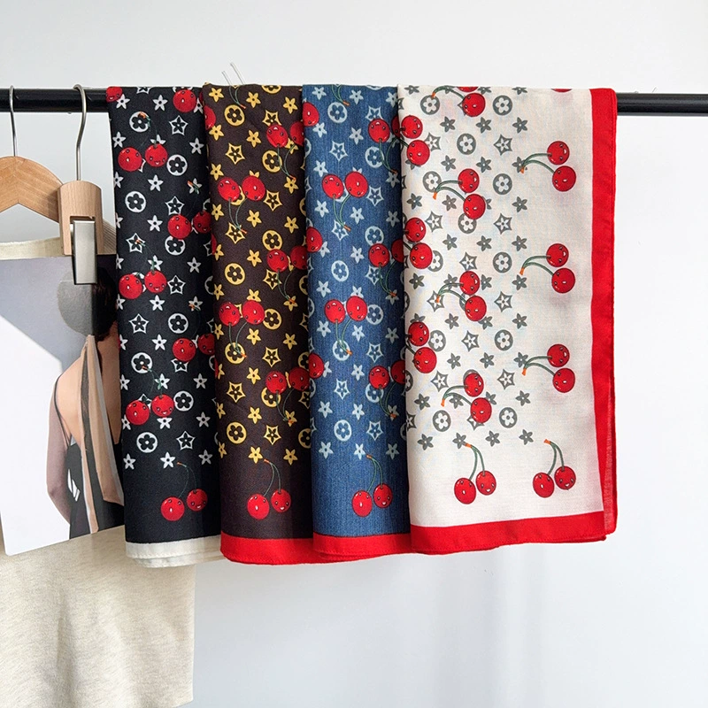 Cherry Print Square Scarf view 4