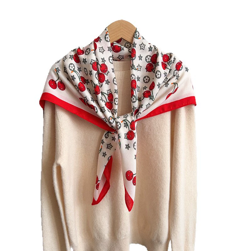 Cherry Print Square Scarf view 5
