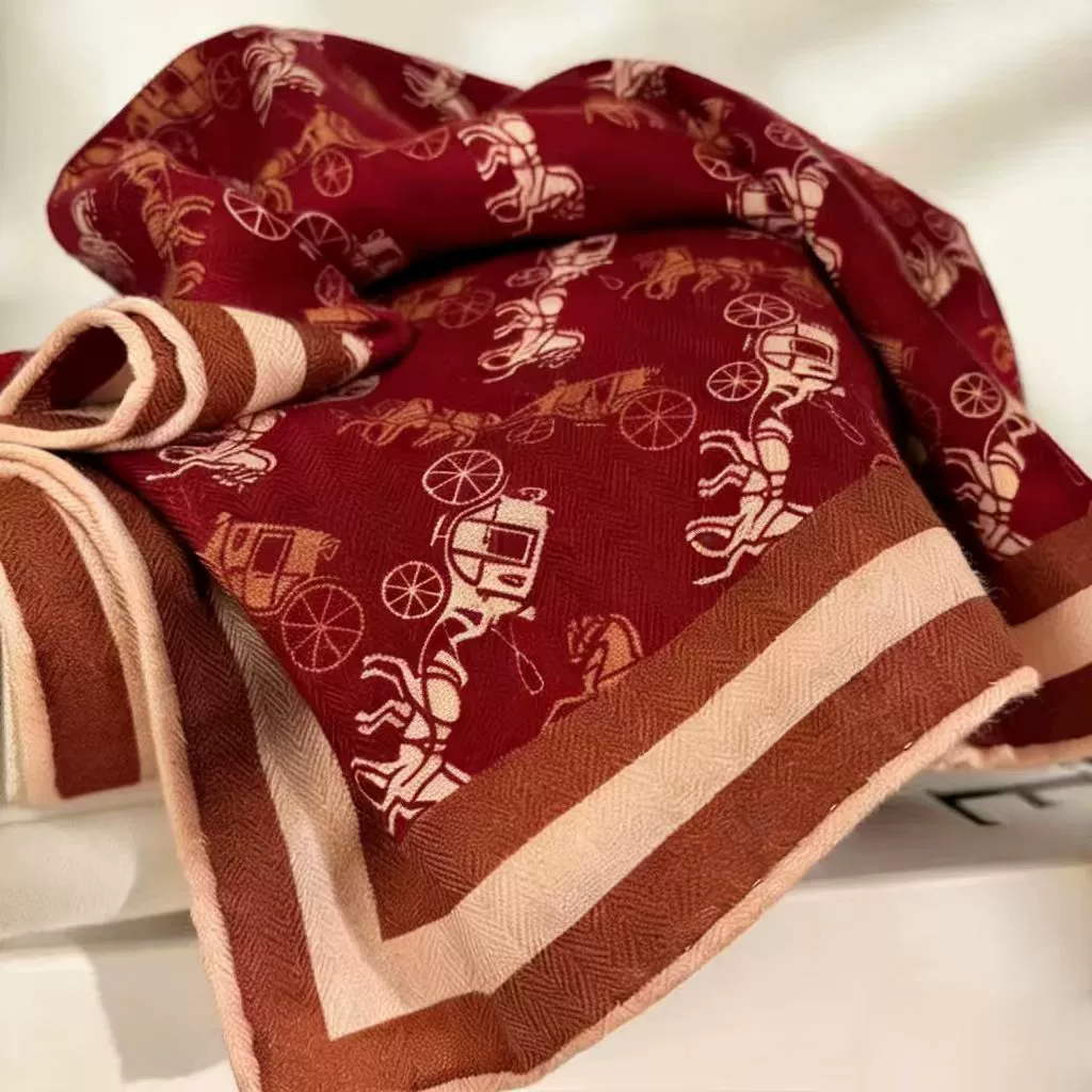 Silk Wool Horse Print Square Scarf