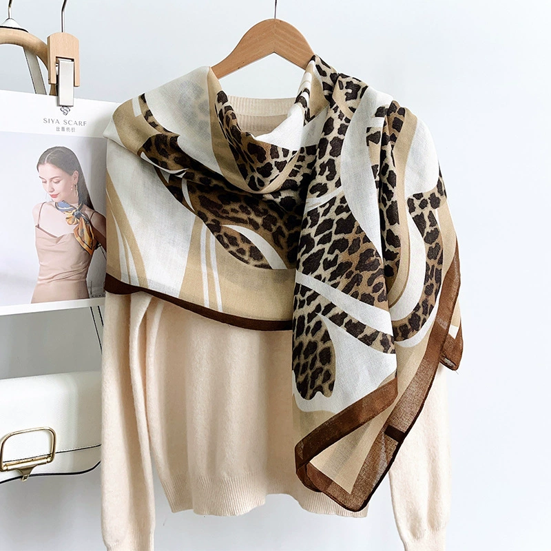 Floral Leopard Print Shawl