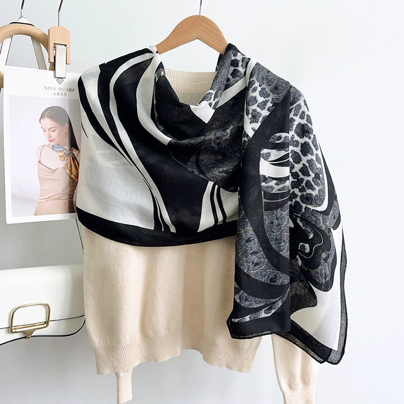 Floral Leopard Print Shawl view 2