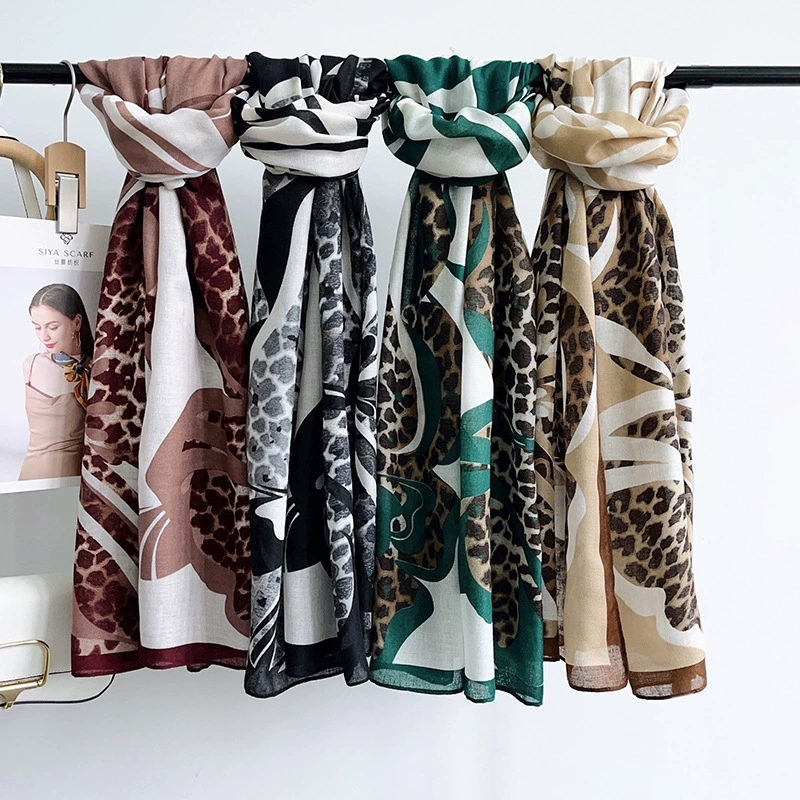 Floral Leopard Print Shawl view 4