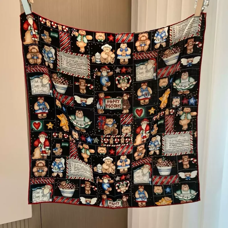Silk Wool Christmas Bear Square Scarf 65cm