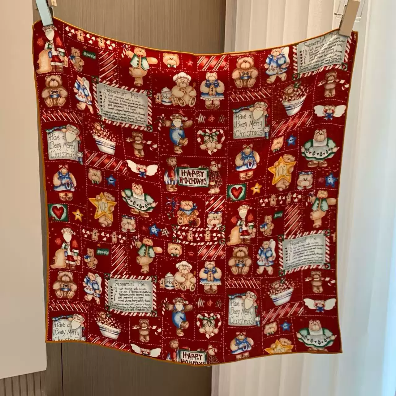 Silk Wool Christmas Bear Square Scarf 65cm view 2