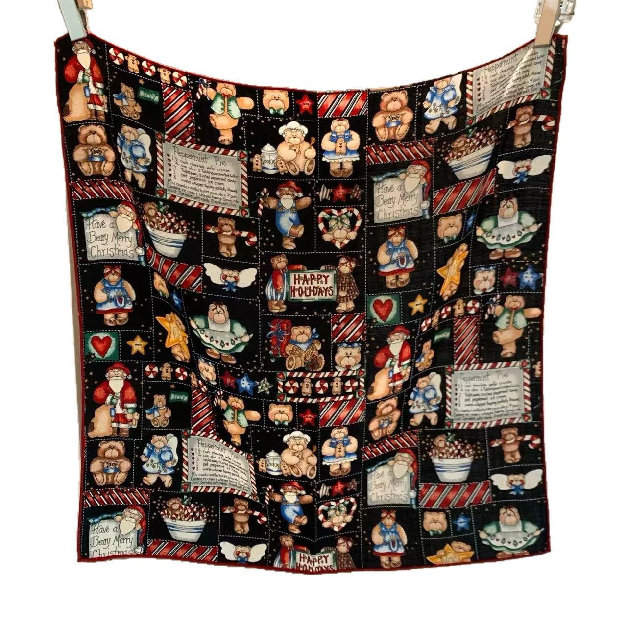 Silk Wool Christmas Bear Square Scarf 65cm view 5