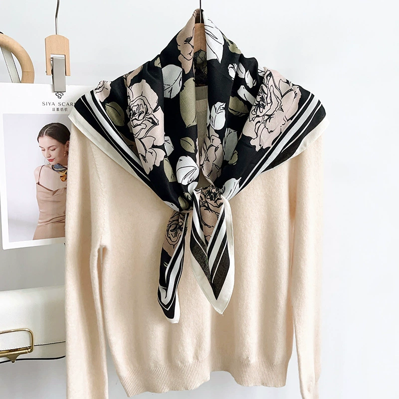 Rose Print Square Scarf view 3