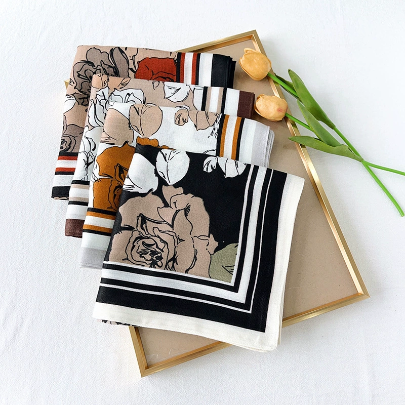 Rose Print Square Scarf view 4