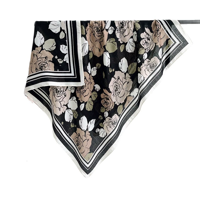 Rose Print Square Scarf view 5
