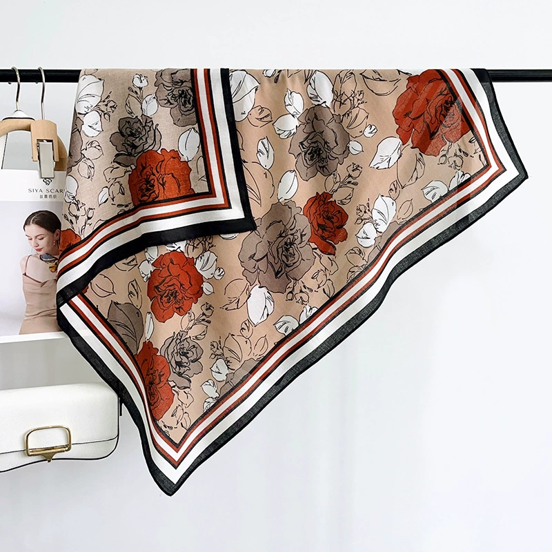 Rose Print Square Scarf view 8