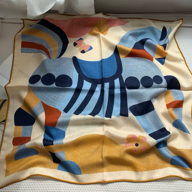 Silk Wool Horse Square Scarf