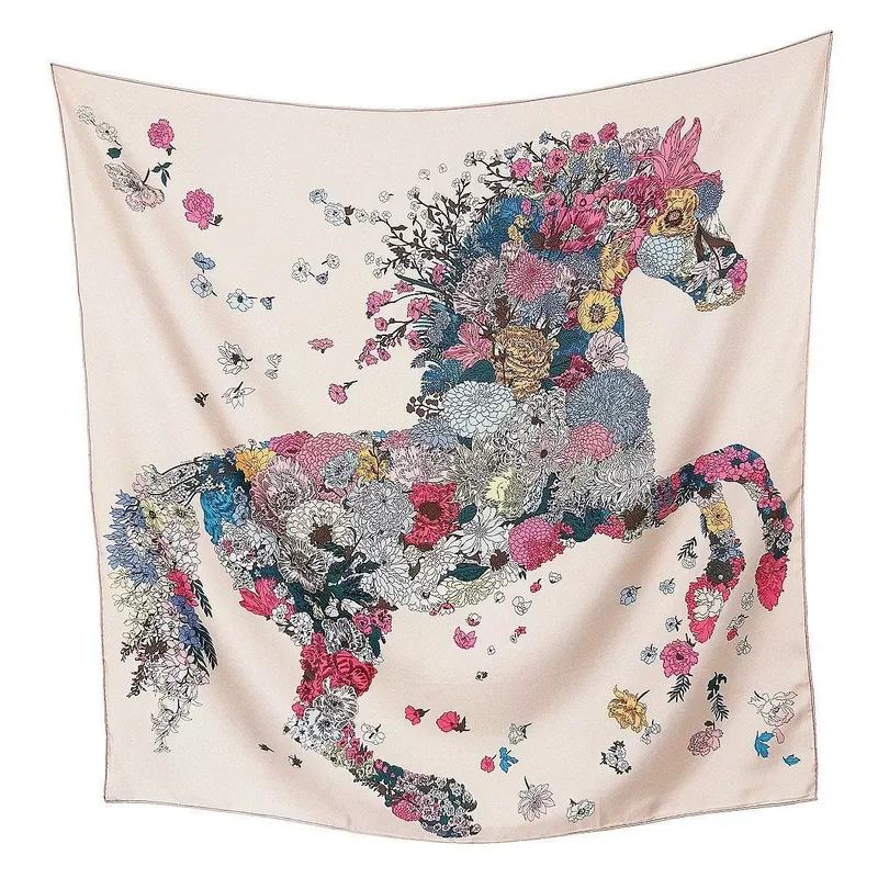 Mulberry Silk Horse Square Scarf