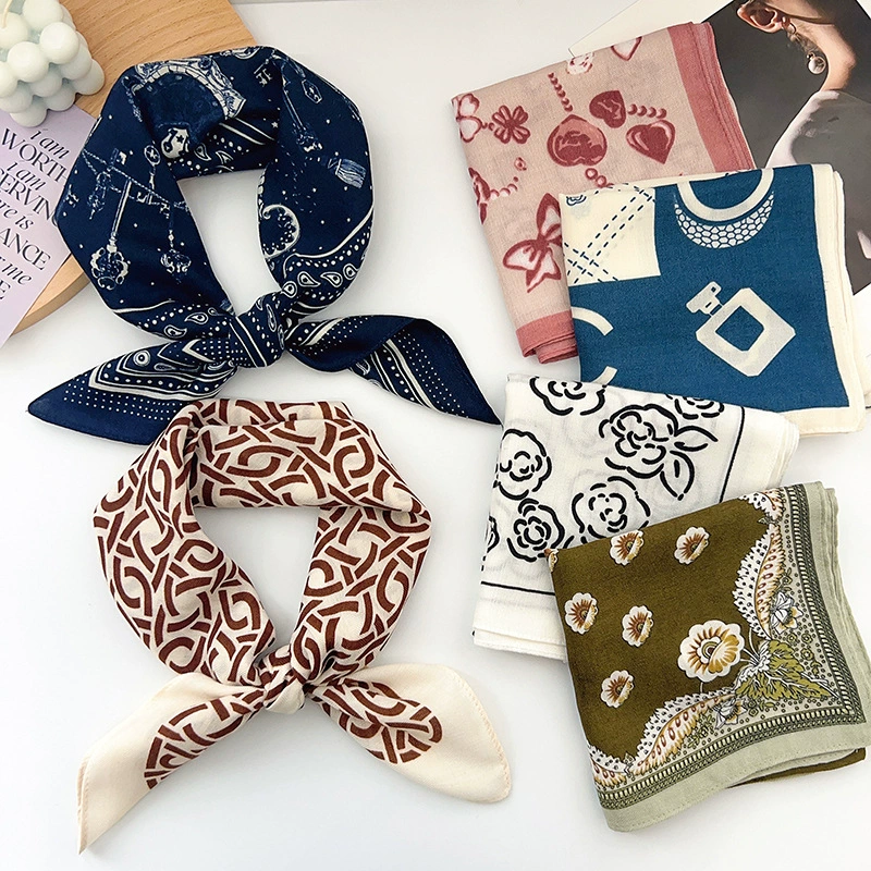 Cotton Linen Small Square Scarf view 3