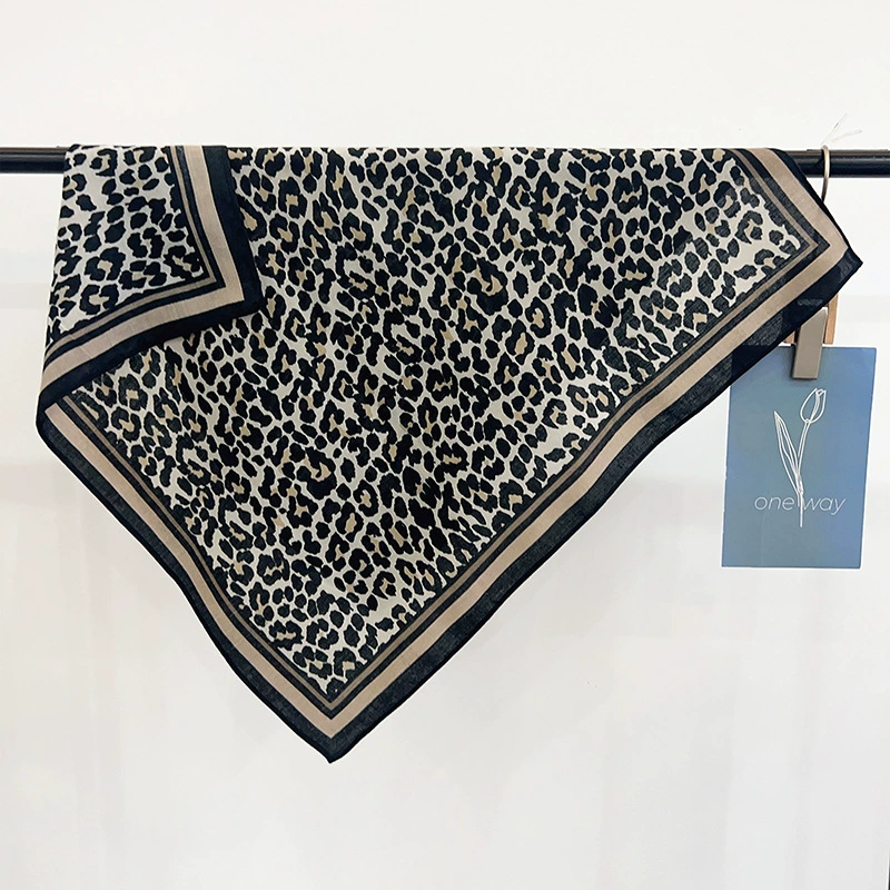 Leopard Print Small Square Scarf view 3