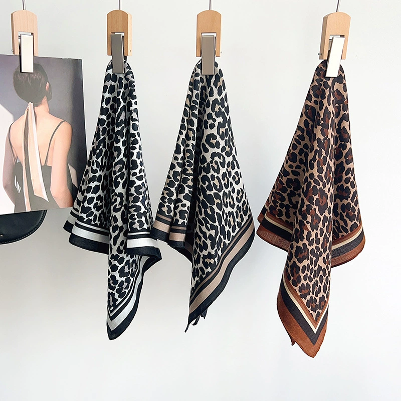 Leopard Print Small Square Scarf view 4