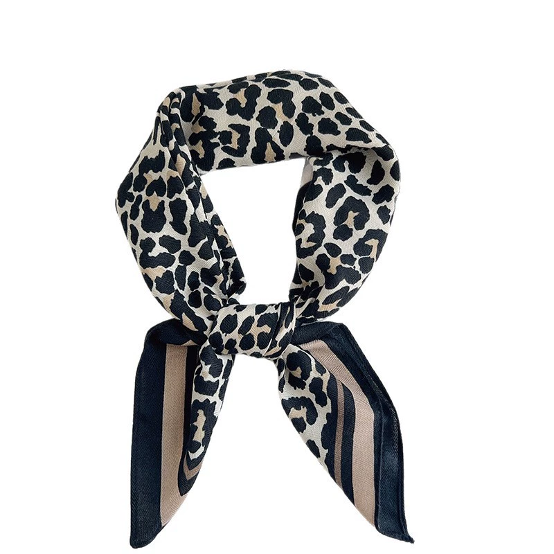 Leopard Print Small Square Scarf view 5