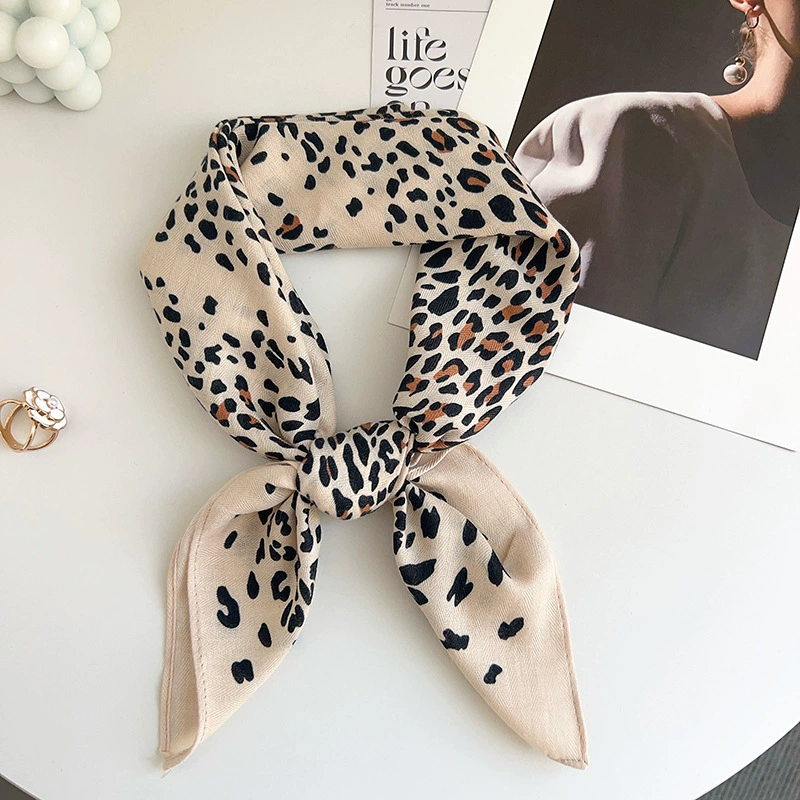 Leopard Print Small Square Scarf view 7