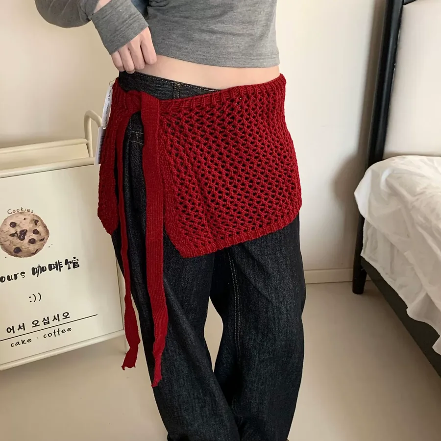 Knitted Striped Wrap Skirt view 2