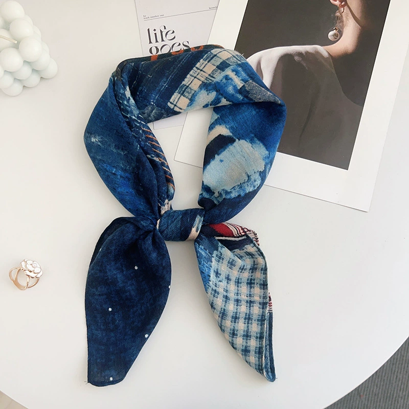 Blue Patchwork Small Square Scarf view 2
