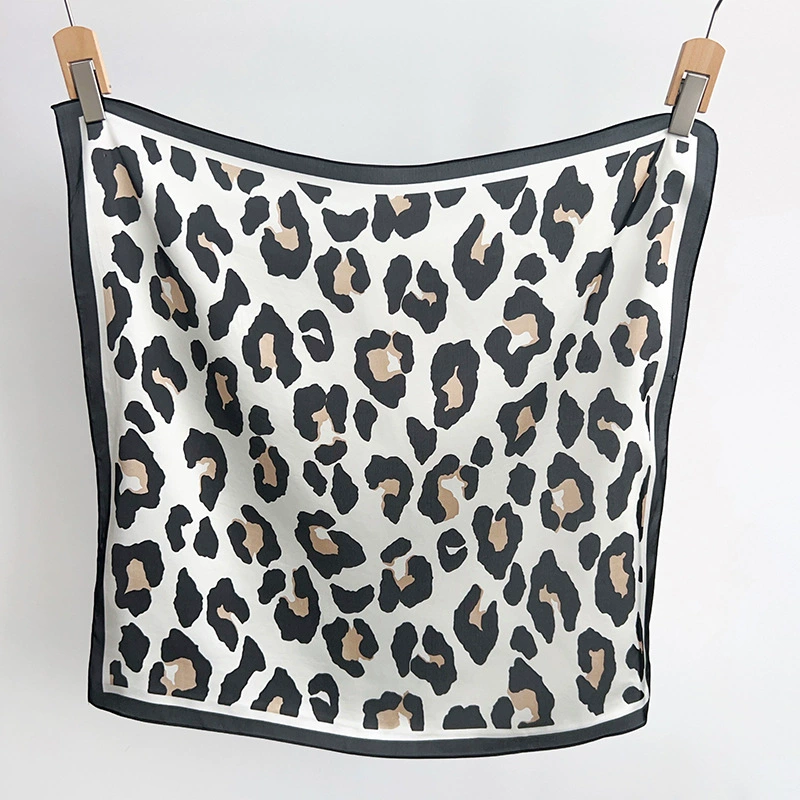 Cotton Linen Leopard Print Square Scarf view 4