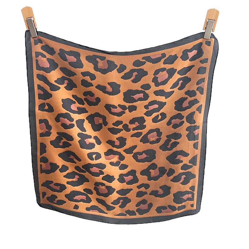 Cotton Linen Leopard Print Square Scarf view 5