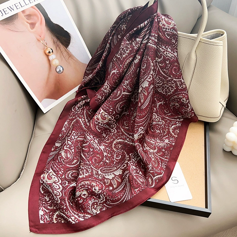 Paisley Print Polyester Square Scarf view 2