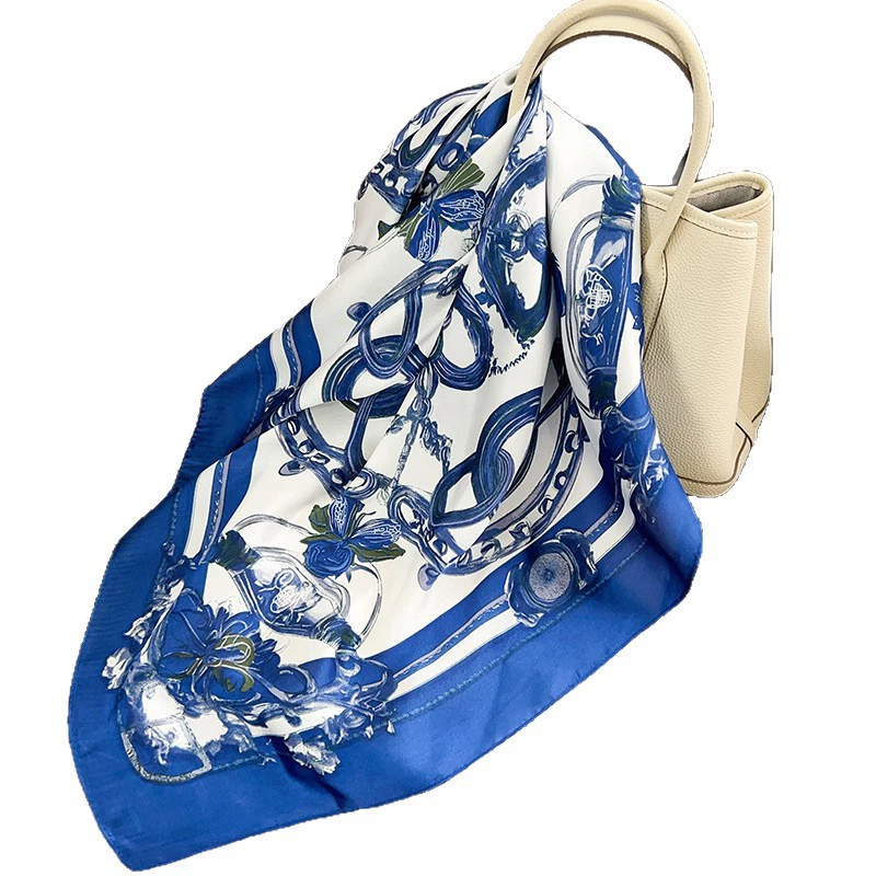 Polyester Square Scarf with Chain Print view 5