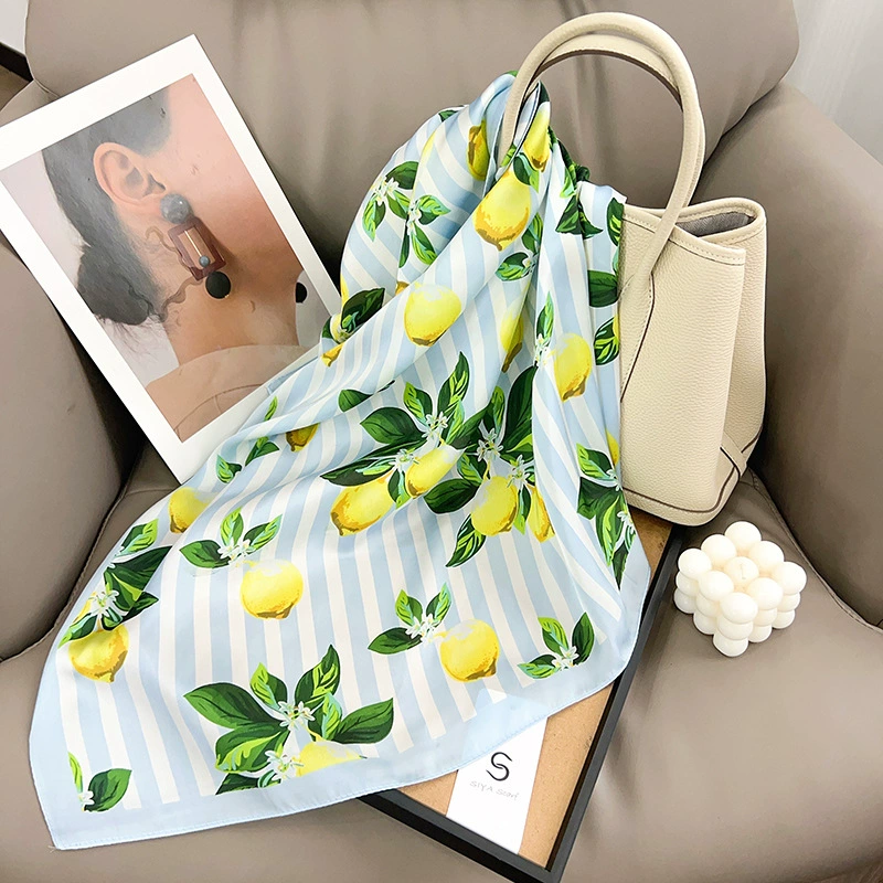 Lemon Print Square Scarf