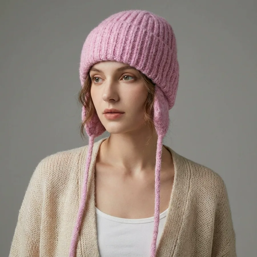 Wool Blend Knit Beanie Hat