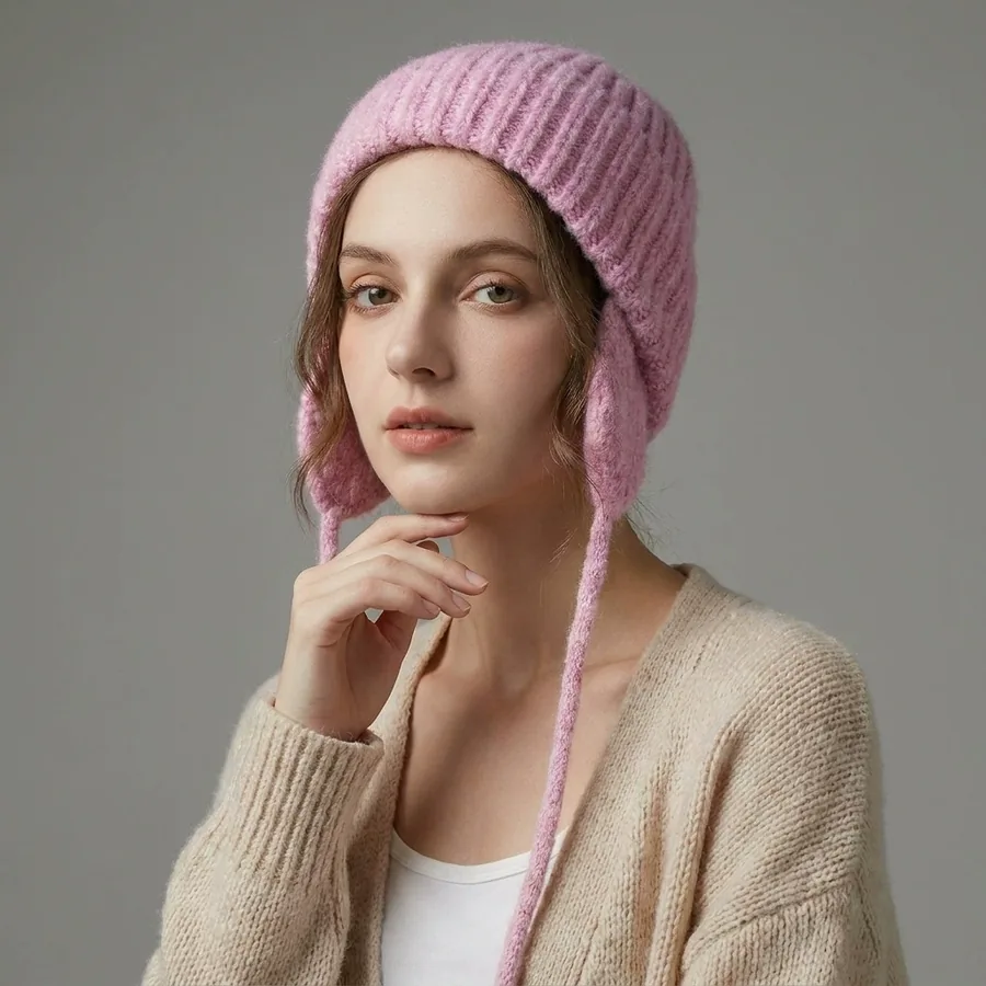 Wool Blend Knit Beanie Hat view 2