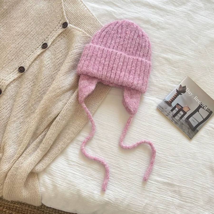 Wool Blend Knit Beanie Hat view 6