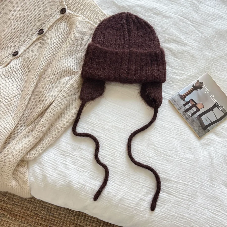 Wool Blend Knit Beanie Hat view 9